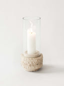 Travertine ljuslykta med glas